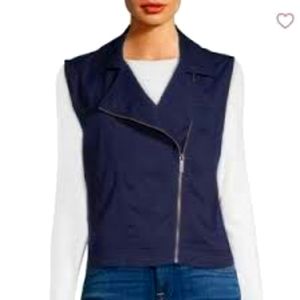 Anthropologie Sanctuary Tencel Moto Vest Navy Blue Size S